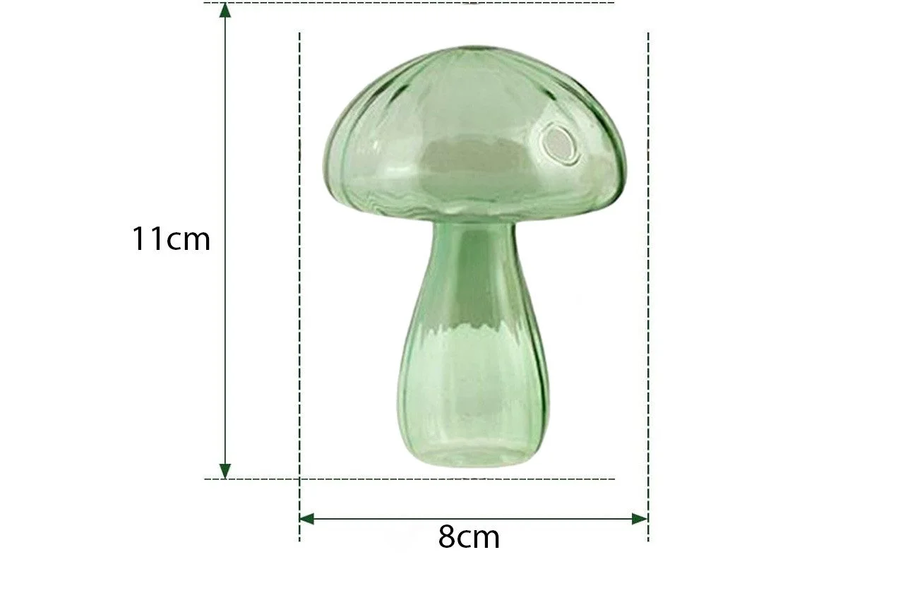 Handgeblasene Mini-Pilzglasvase – Dekovase für Trockenblumen & Einzelblüten, 11 cm
